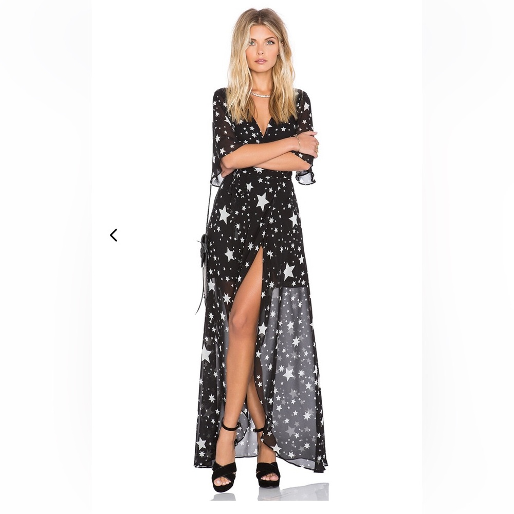 Lovers + Friends Tuscara starry night wrap print dress